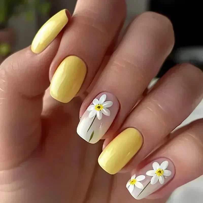 24 Pcs Cute Mini Flower Press On Nails-3
