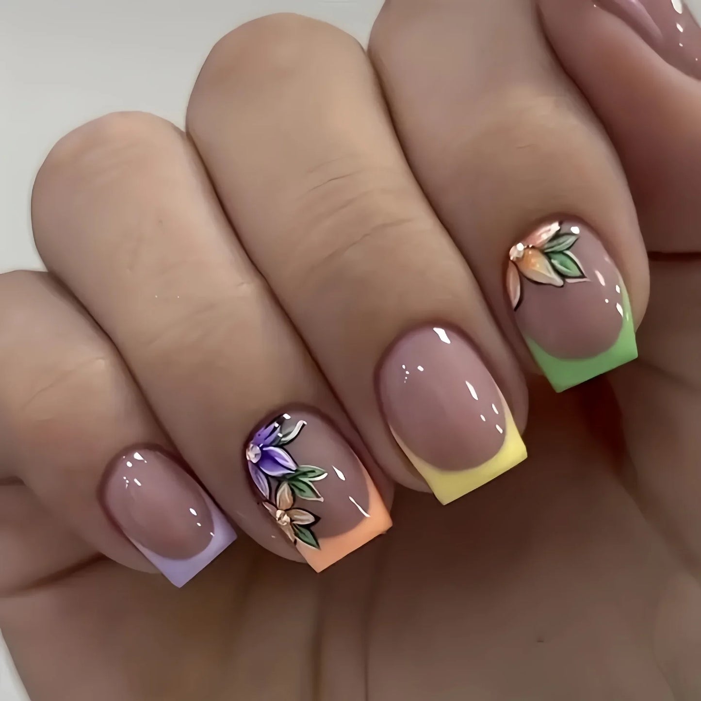 24 Pcs Cute Mini Flower Press On Nails-20