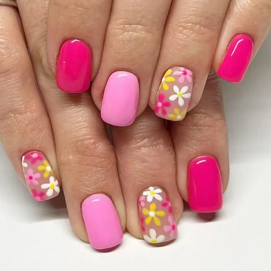 24 Pcs Cute Mini Flower Press On Nails-21