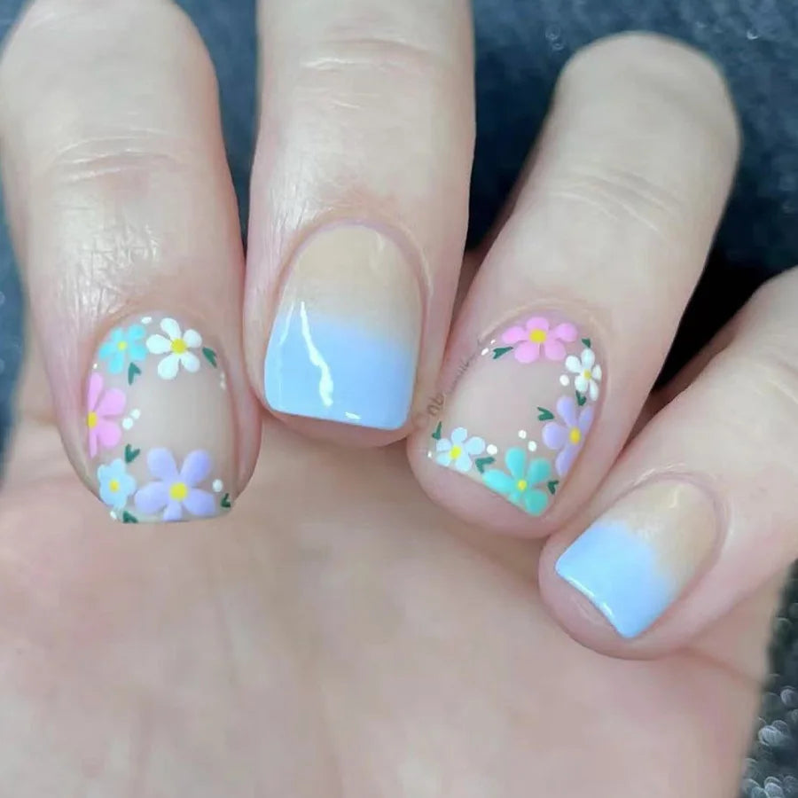 24 Pcs Cute Mini Flower Press On Nails-12