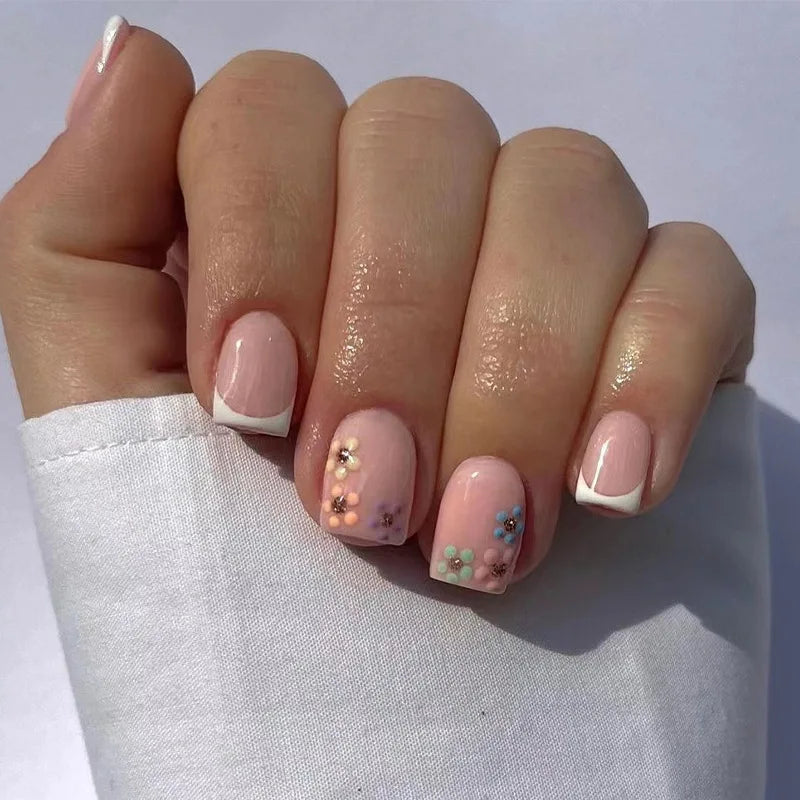 24 Pcs Cute Mini Flower Press On Nails-28