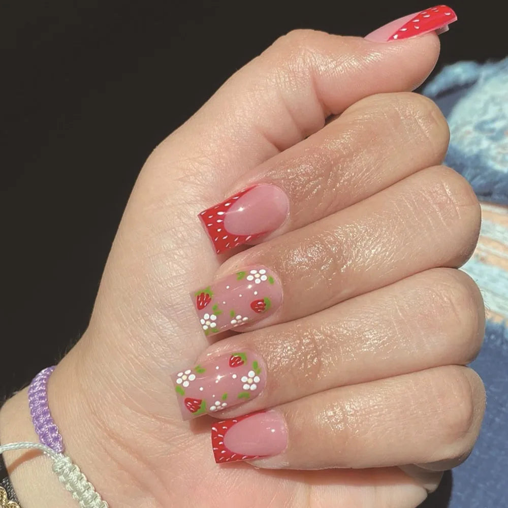 24 Pcs Cute Mini Flower Press On Nails-15