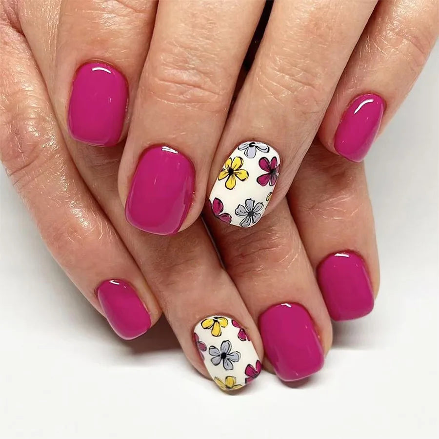 24 Pcs Cute Mini Flower Press On Nails-23