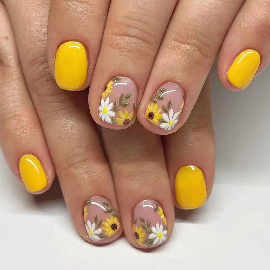 24 Pcs Cute Mini Flower Press On Nails-25