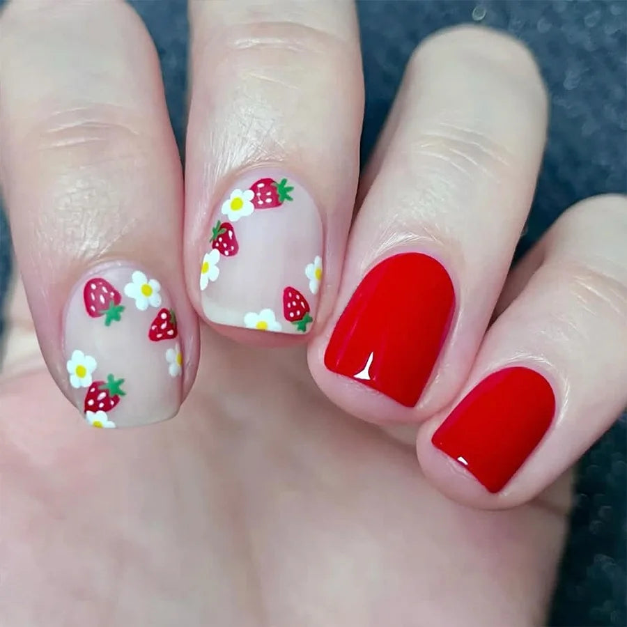 24 Pcs Cute Mini Flower Press On Nails-11