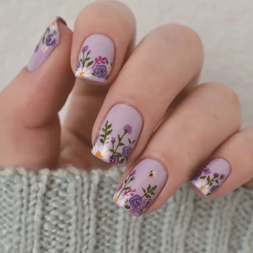 24 Pcs Cute Mini Flower Press On Nails-13