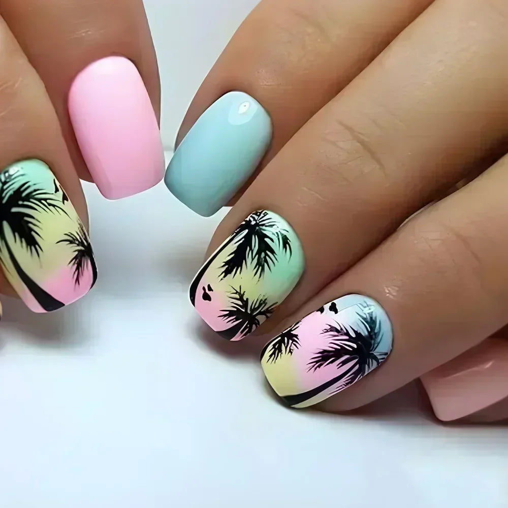 24 Pcs Cute Mini Flower Press On Nails-14