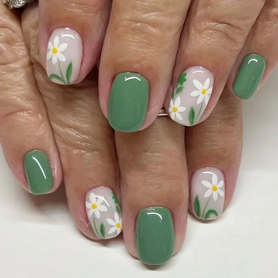 24 Pcs Cute Mini Flower Press On Nails-18