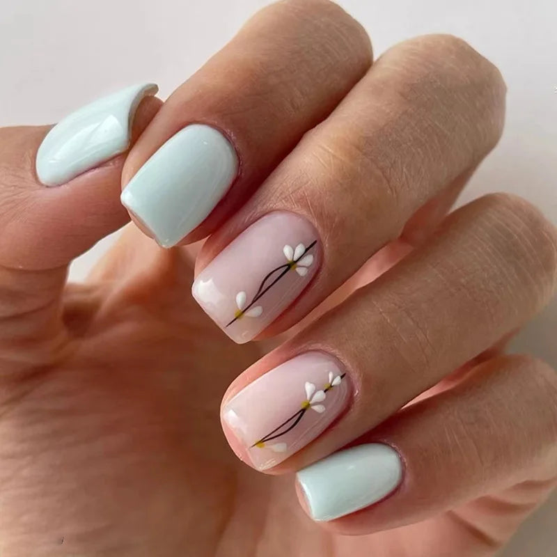 24 Pcs Cute Mini Flower Press On Nails-5
