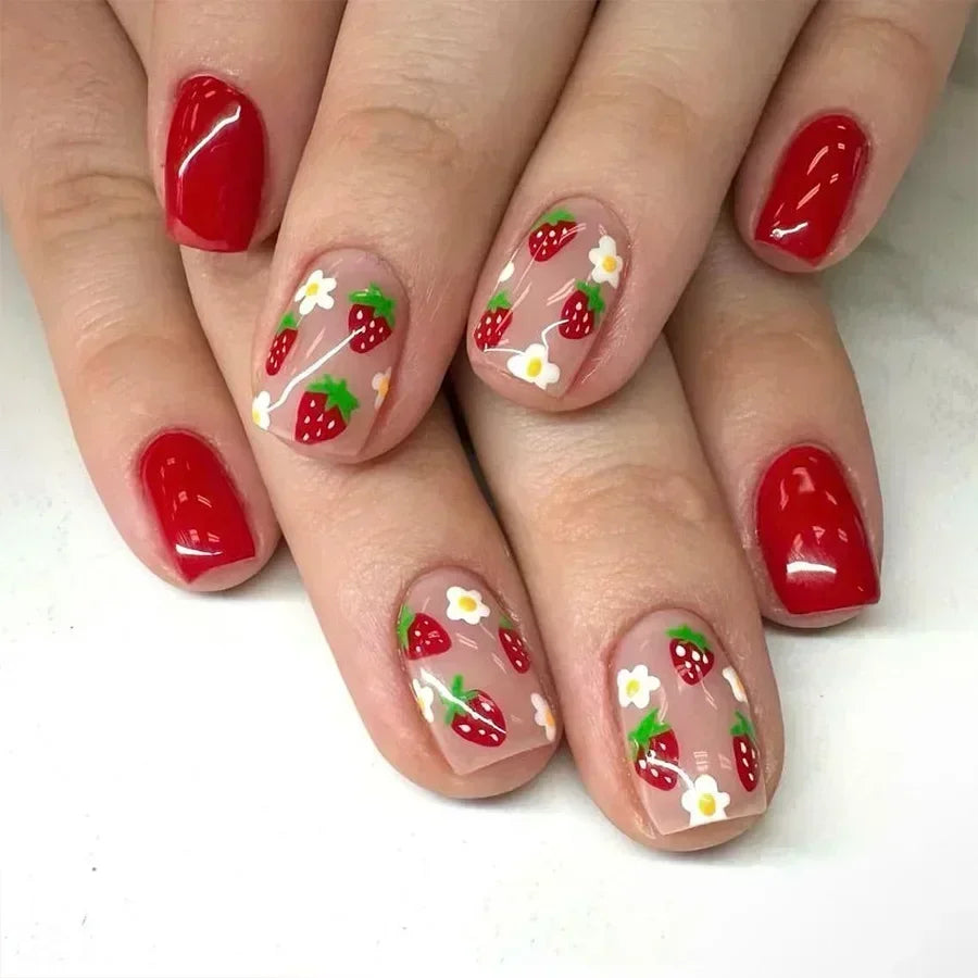 24 Pcs Cute Mini Flower Press On Nails-7