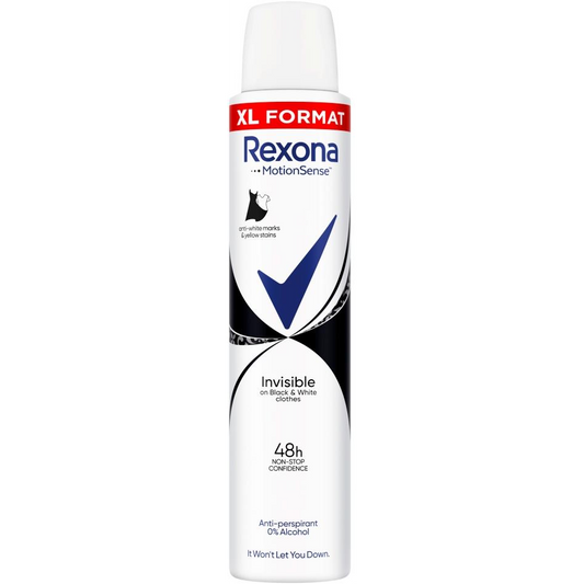 Дезодорант спрей Rexona, Invisible on Black&White Clothes, Против изпотяване, 200 мл (8720181334740)-0