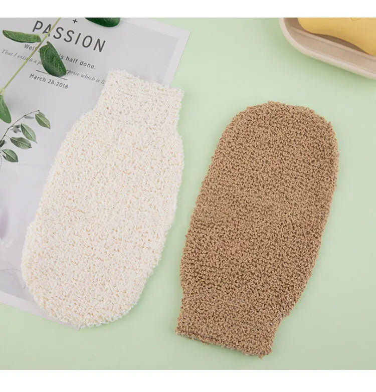 Bamboo Fiber Exfoliating Scrub Fine Anti-Skid Soft Feel Eco-Friendly Cleaning Skin Bath Gloves Exfoliating-0