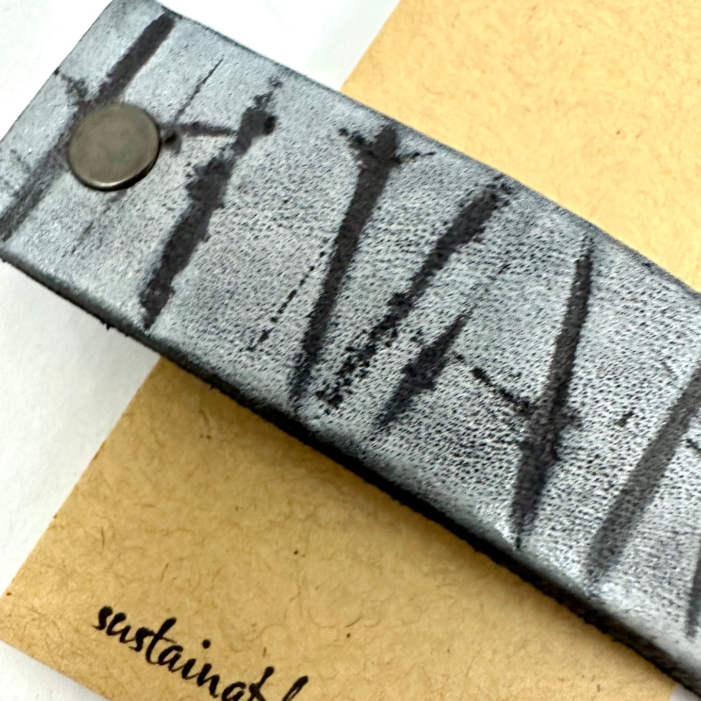 Winter Forest Trees Leather Hair Barrette-1