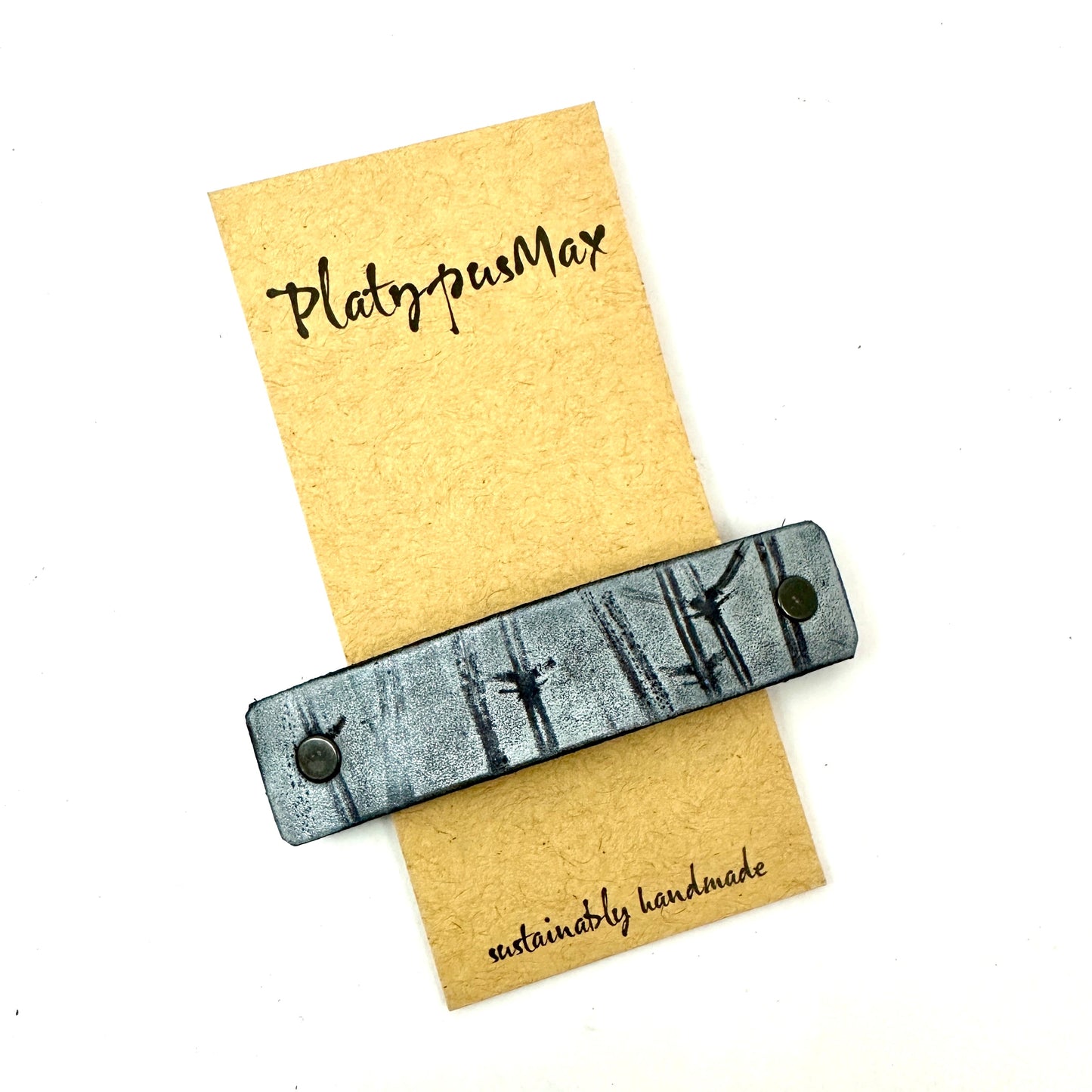 Winter Forest Trees Leather Hair Barrette-6