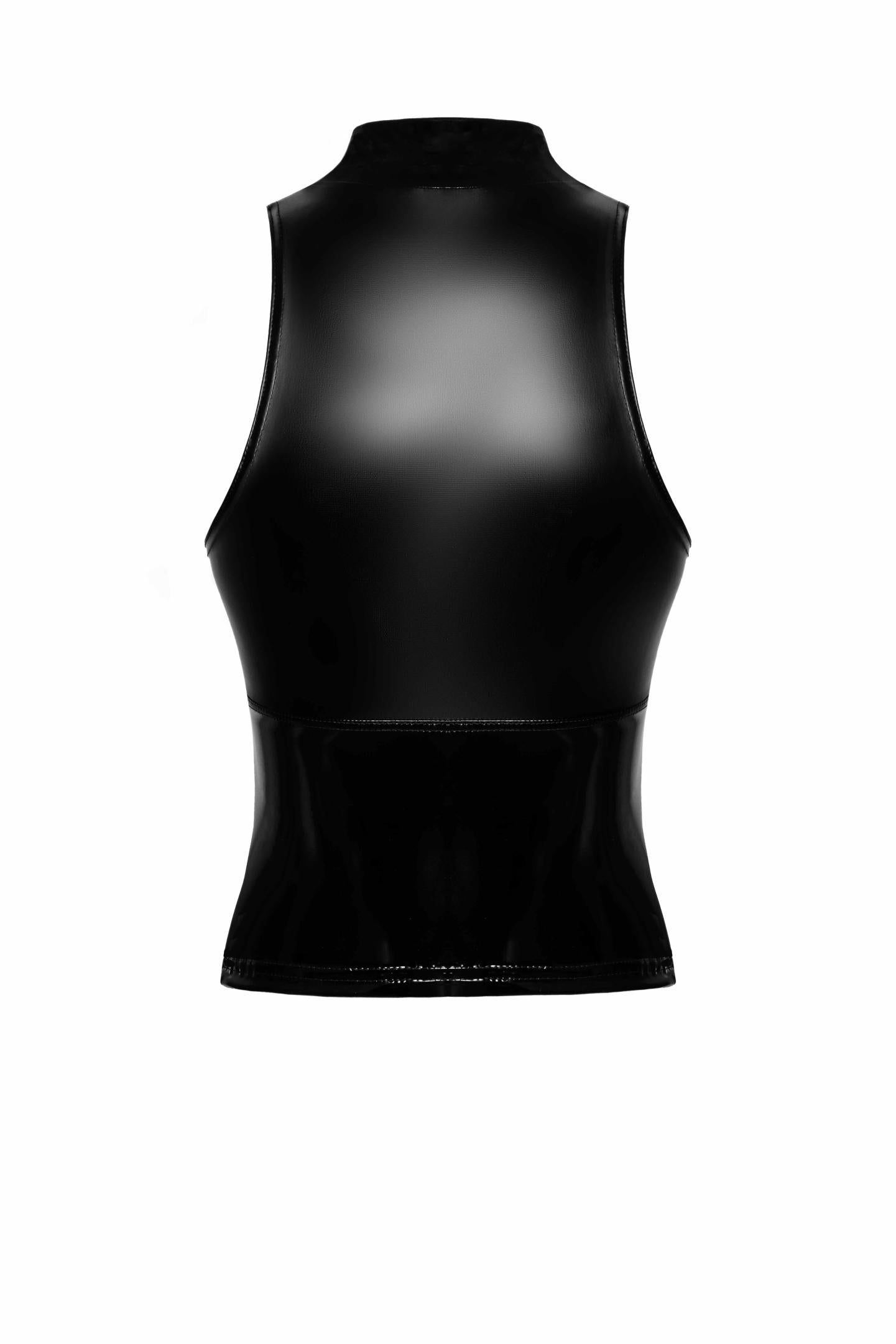 F324 Wetlook Top mit Reißverschluss - 3XL-1