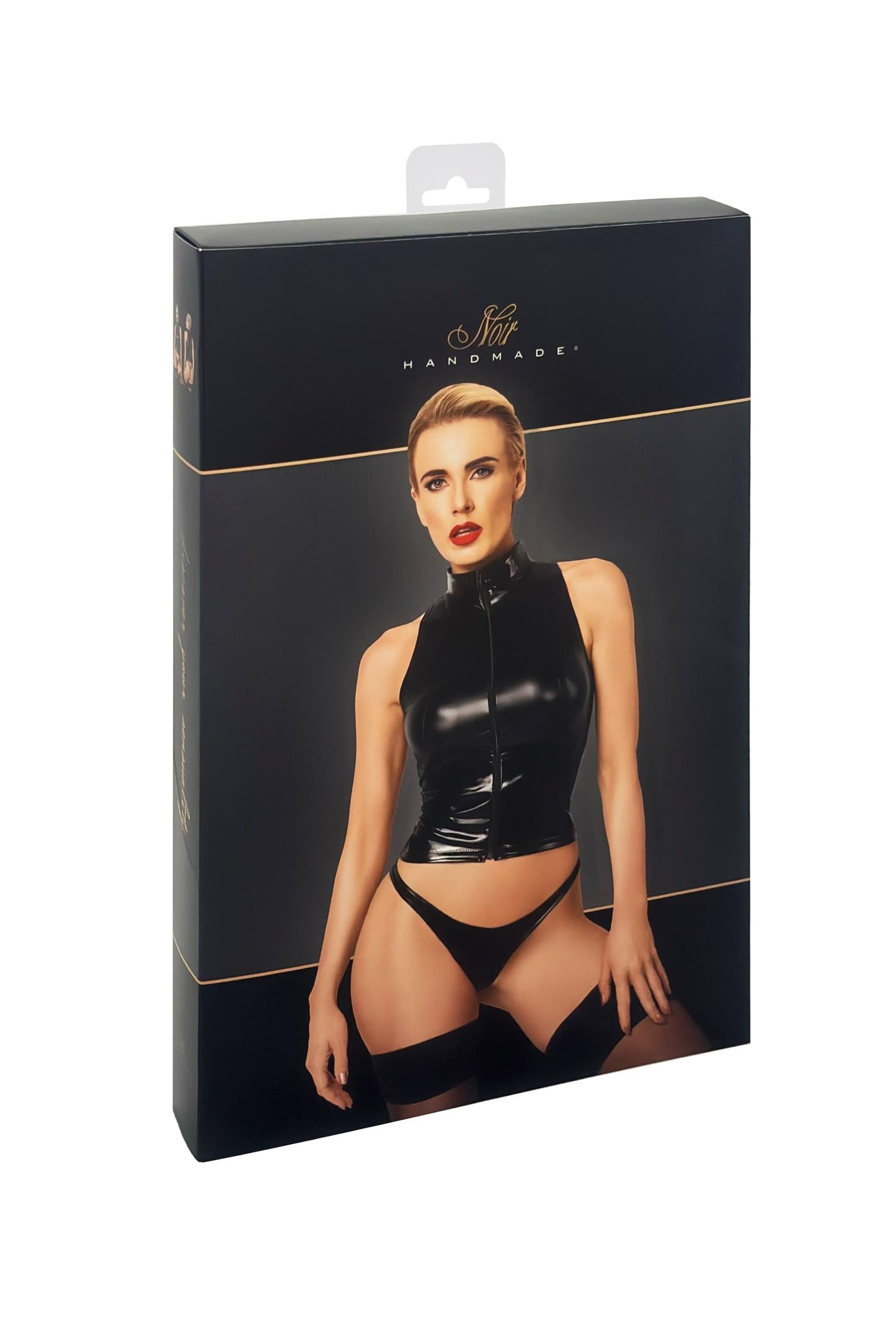 F324 Wetlook Top mit Reißverschluss - 3XL-5