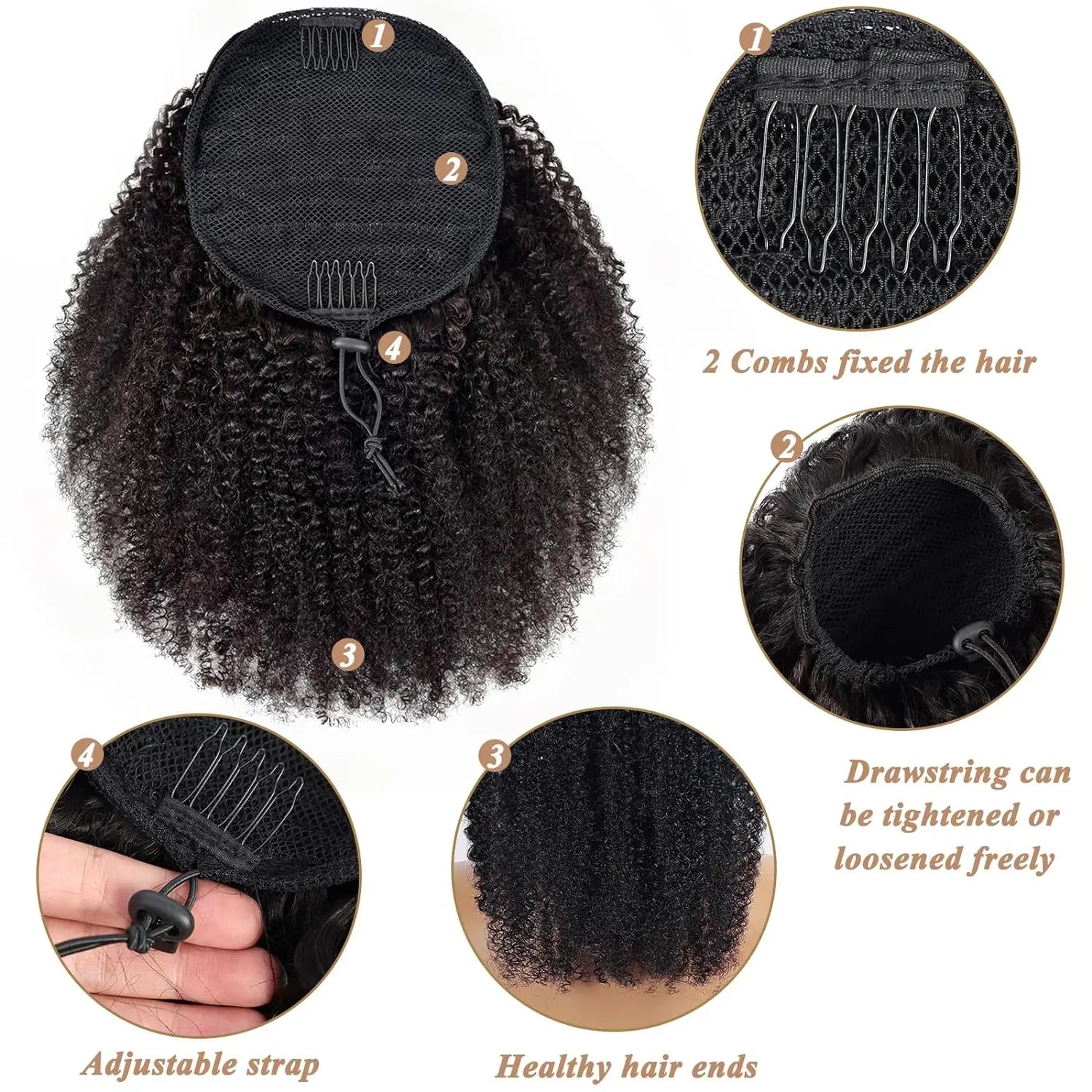 Synthetic Afro Puff Drawstring Ponytail Extension-2