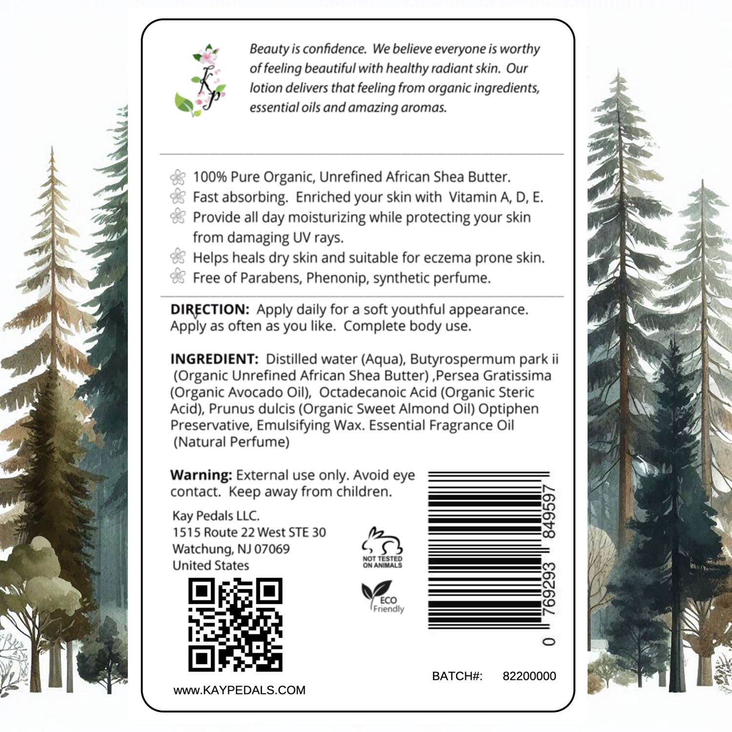 Evergreen Mist Natural Body Lotion Made With Sensitive Skin Fragrance Oil  | Organic Unrefined African Shea Butter | Organic Sweet Almond Oil | Organic Avocado Oil-2
