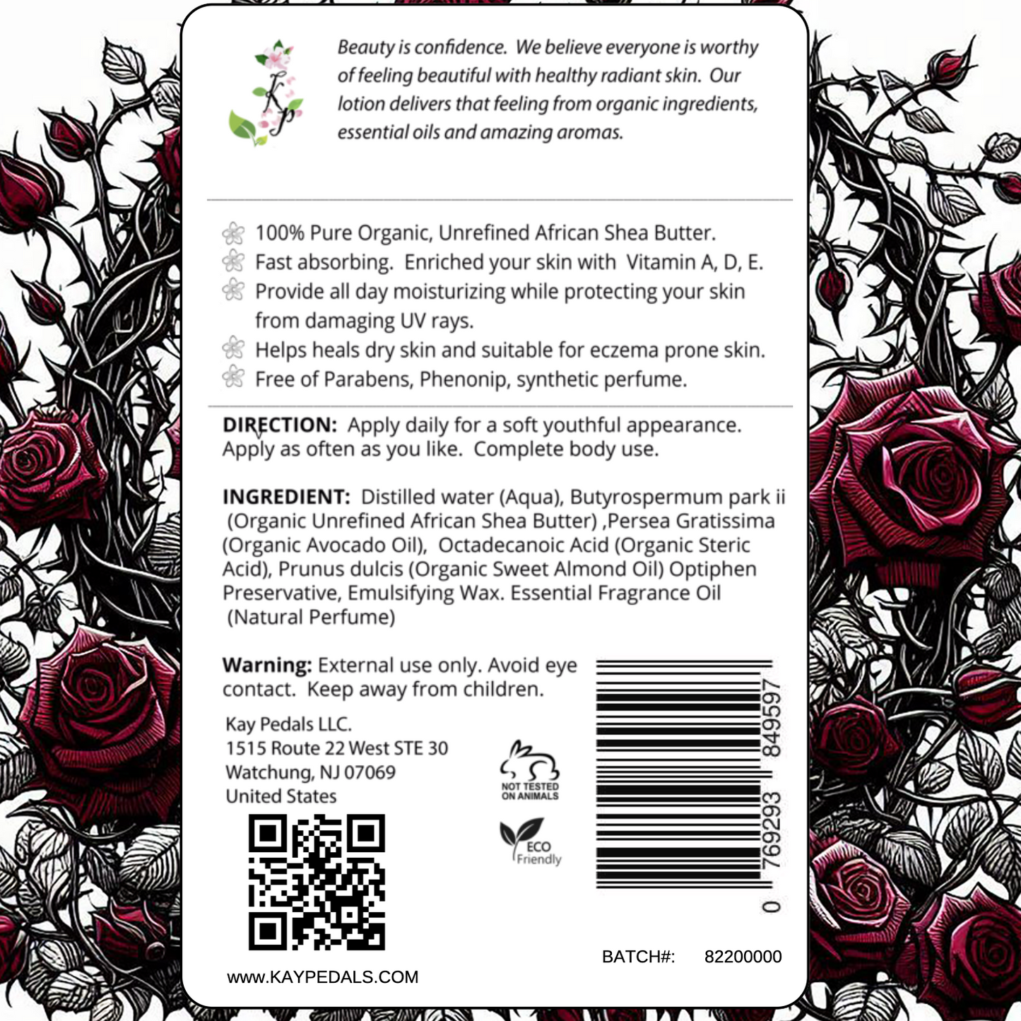 Black Rose Natural Body Lotion With Sensitive Skin Fragrance Oil  | Organic Unrefined African Shea Butter | Organic Sweet Almond Oil | Organic Avocado Oil |-2