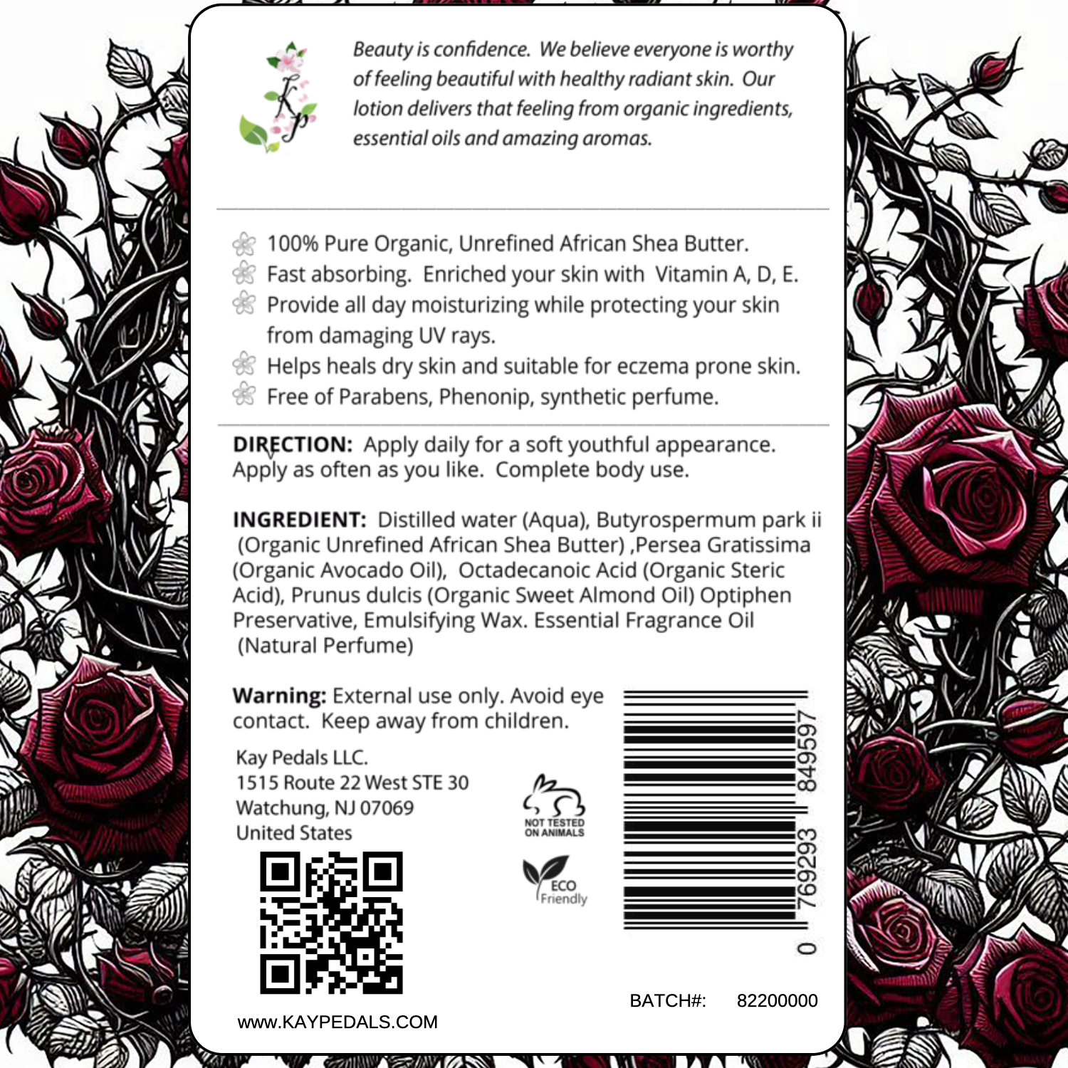 Black Rose Natural Body Lotion With Sensitive Skin Fragrance Oil  | Organic Unrefined African Shea Butter | Organic Sweet Almond Oil | Organic Avocado Oil |-2