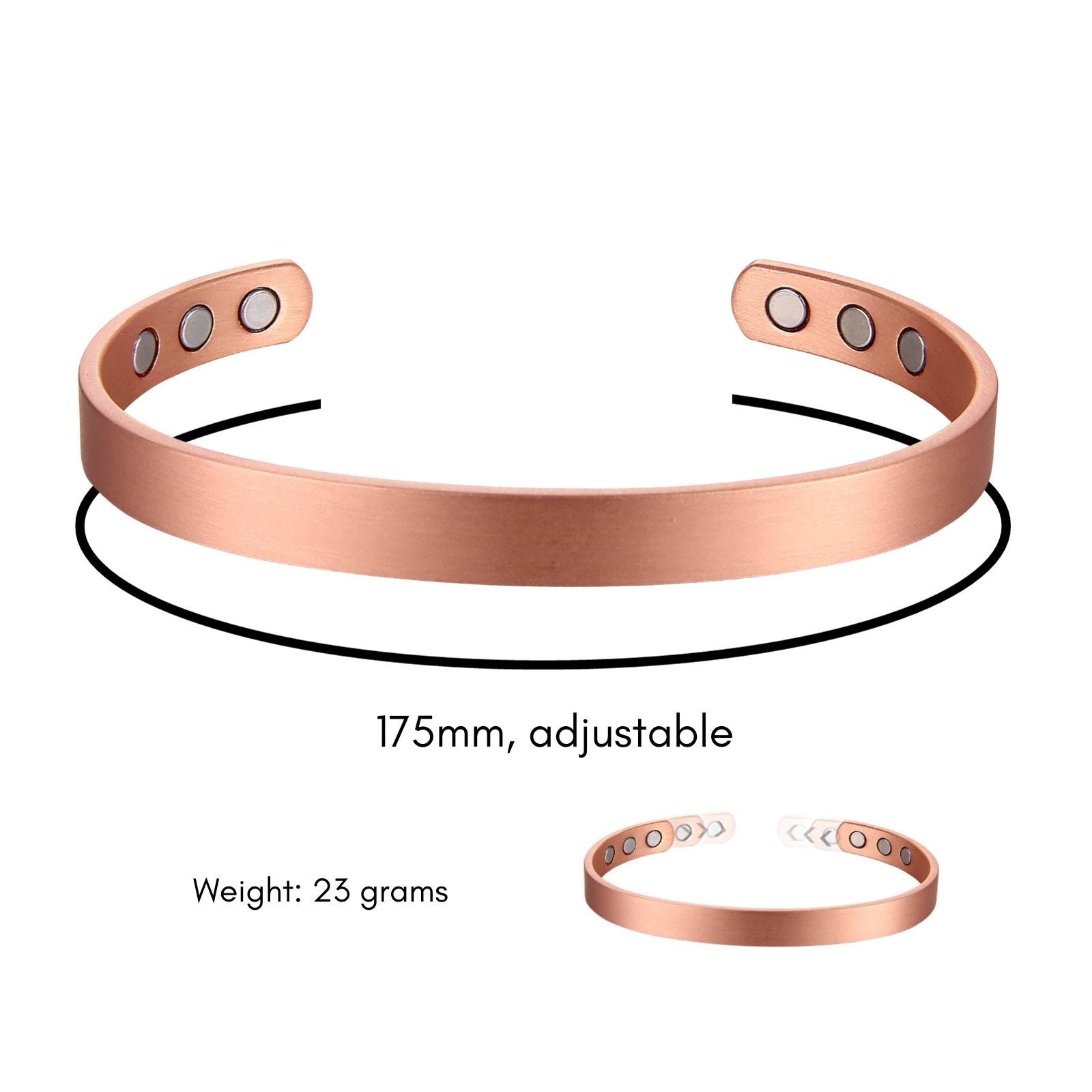 Pure Copper Magnetic Therapy Bracelet - Plain Brushed Design-4